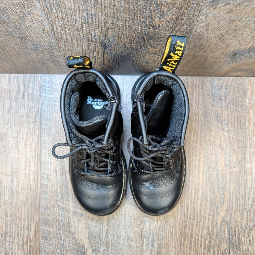 Dr. Martens Unisex Toddler Child Youth Boots Size 10 C Side Zip Black 8 Eyelets - Picture 5 of 13